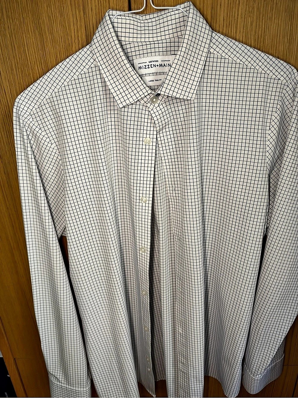 Mizzen+Main Leeward Dress Shirt Checkered White & Blue Large